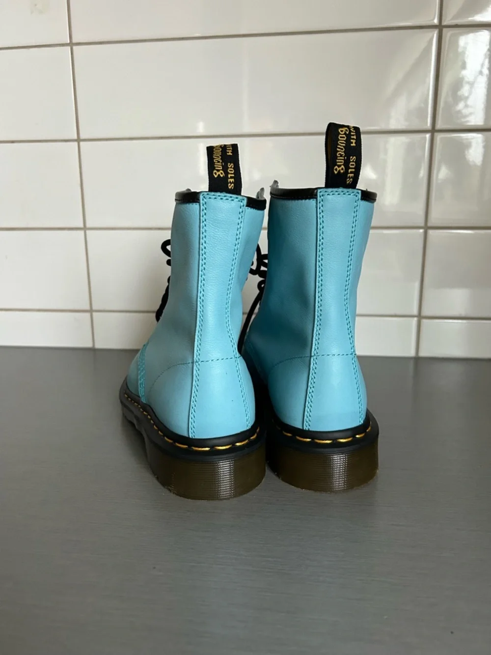 Dr. Martens 1460 Women’s Lace-Up Light Blue Leather Boots - Picture 4 of 6